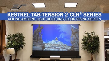 ✅ Elite Screens Kestrel Tab-Tension 2 CLR® Ceiling Light Rejecting Floor-Rising UST Projector Screen