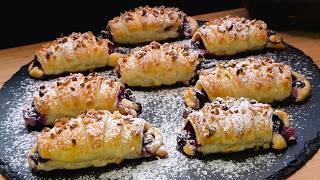 Brilliant puff pastry recipe - Quick & easy blueberry quark croissants for summer ✨