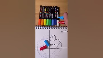 One drawing of Cookie Monster, but in 4 different styles! #subscribe #posca