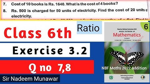 Class 6 Exercise 3.2 Q no 7  8 NBF Maths Ex 3.2 simplify ratio Words problem Urdu Sir Nadeem Munawar