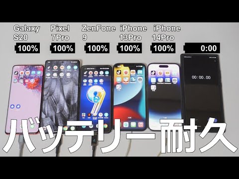 ZenFone 9 / Pixel 7 Pro / iPhone 13 Pro / iPhone 14 Pro / Galaxy S20バッテリー耐久テスト（Battery Test）