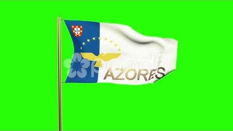 Azores Flag With Title Waving In The Wind. Looping Sun Rises Style. Animation