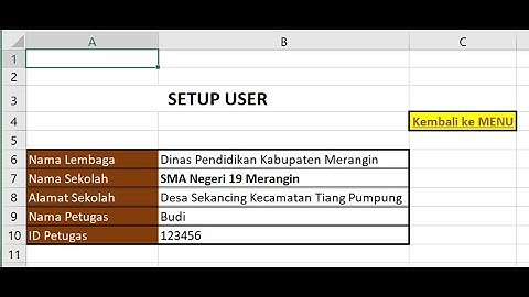 2.  Membuat Sheet Setup User Aplikasi Perpustakaan