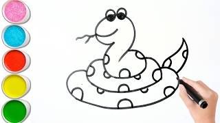 🐍 Easy Snake Drawing for Kids | Step-by-Step Drawing & Coloring