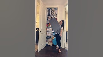 The easiest way to organize extra pillows & blankets! Love the clear fronts. #organization #diyhome