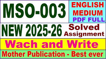 MSO 003 solved assignment 2025-26 in English || mso 003 solved assignment 2026 || ignou mso3