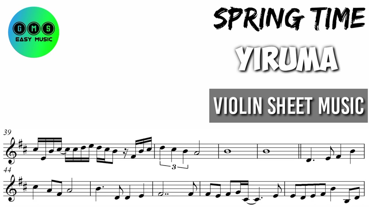 Karaoke || Spring Time - Yiruma || Violin Cover Sheet Music