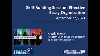 Skill Building: Effective Essay Organization | CUNY SPS