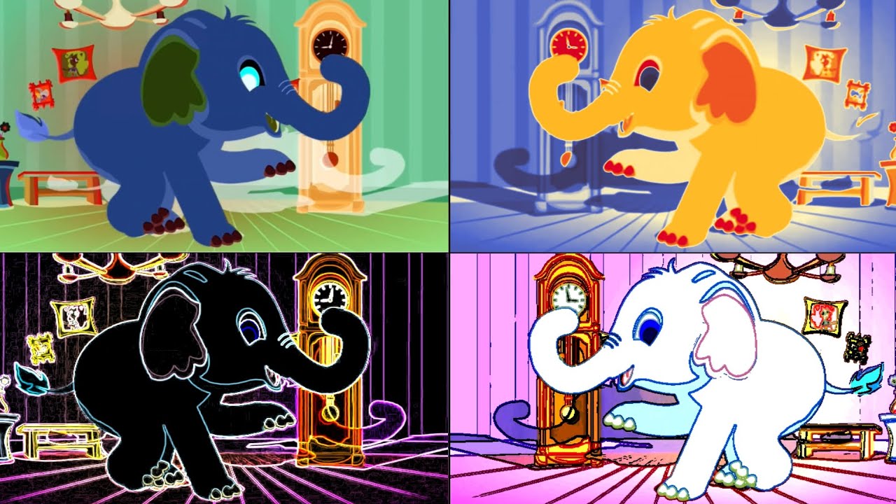 HICKORY DICKORY DOCK || TURNING HEAD ELEPHANT IN 4 COLORFUL EFFECTS || AUDIO & EFFECT TUTORIAL