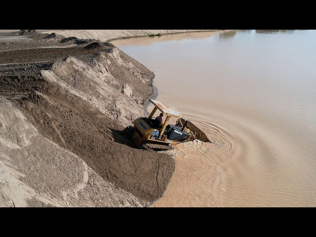 WOW Omg!! Filmed In Person So Wrong Bulldozer Lost Control Mechanic Fail Run Into Deep Water class=
