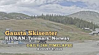 Gausta Skisenter, Rjukan - Daily Timelapse: August 4, 2026 [Rjukan, Telemark, Norway]