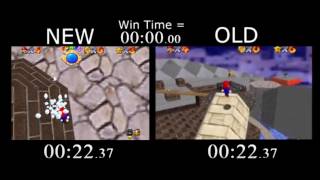 TAS Comparison | SM64 I Wanna Be The Mario Warp 64 | WDW 35"47 vs 44"64