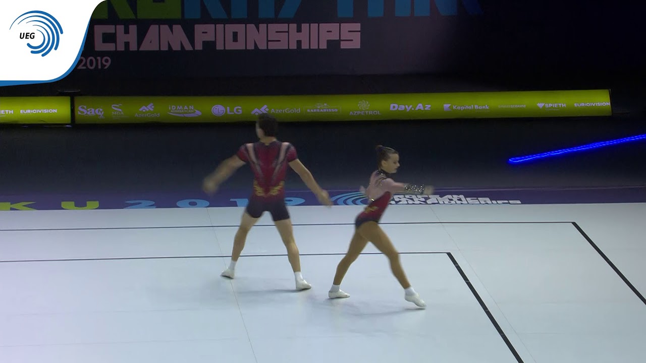 Rui CANSADO & Ana Rita GOMES (POR) - 2019 Junior Aerobics Europeans, mixed pairs final