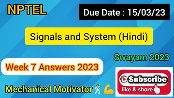 Signals and System (Hindi) | Week 7 Quiz | Assignment 7 Solution | NPTEL | SWAYAM 2023