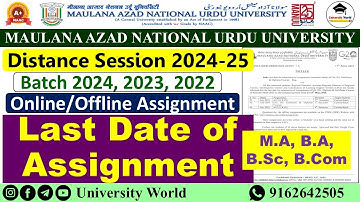 Manuu Distance Assignment Last Date for M.A, B.A, B.Sc, B.Com 2025 | @UniversityWorld
