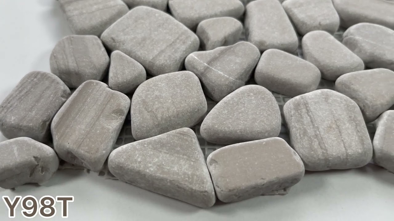 Marble Online - Athens Grey Wood Grain Marble Pebble Stone River Rocks Mosaic Tile Tumbled