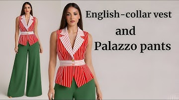 English-Collar Vest & Palazzo Pants Pattern Making✂️ | Beginner Friendly✅️