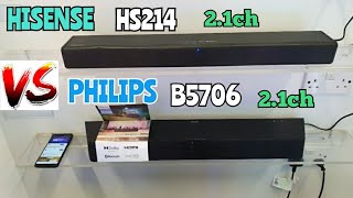 Philips B5706 2.1ch vs. Hisense HS214 2.1ch All-in-one Soundbar | Bass Sound Test!🔥🔥😱