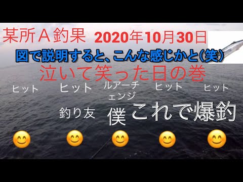 某所A釣果　ショアジギング　2020年10月30日　泣いて笑った日！　これで爆釣します♪　エール栄冠は君に輝く　青物　沖向きテトラ　ブリ　メジロ　ハマチ　サワラ　ポポパパ  Shore jigging