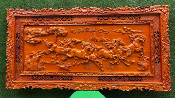 Tranh gỗ mã đáo thành công dài 1,55m