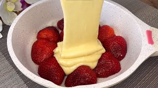 No oven! Famous strawberry cake with 1 egg! Super simple recipe!