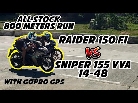 SNIPER 155 VVA vs RAIDER 150 FI  800 METERS  ALL STOCK  WITH GOPRO GPS