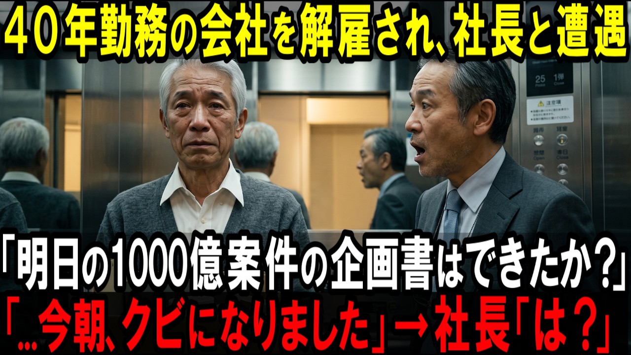 【スカッと】40年勤務した会社を解雇された俺。社長「明日の1000億案件の企画書はできたか？」「…今朝、クビになりました」→社長「は？」【シニア】