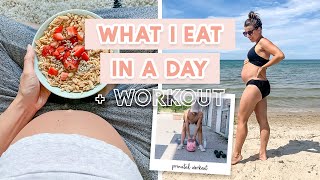 WHAT I EAT IN A DAY | Prenatal Workout + Bump Update!
