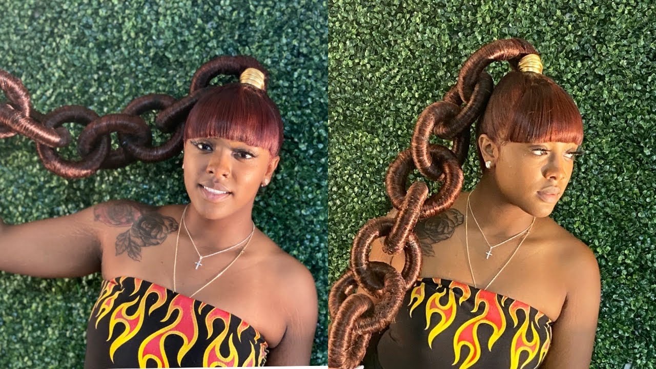 RECREATED CARDI B + MEGAN THEE STALLION WAP CIRCLE LINK PONYTAIL HAIR  TUTORIAL W/ BANG 