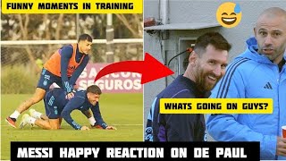 Messi Happy & Funny Reaction on De Paul at Argentina Training session ahead of Ecuador World Cup QF