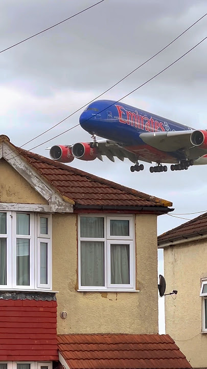 Emirates (NBA Livery) Airbus A380 Flies Low over the Houses! 😱✈️  #emirates #airbus #aviation