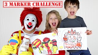 3 Marker Challenge with Roblox Ronald in Real Life at My PB and J House