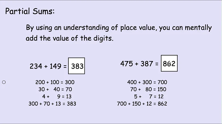 Partial Sums as a Mental Math strategy