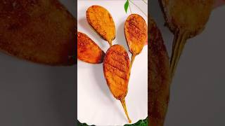 without oil Eggplant Fry|Tel Chara Begun bhaja !#Shorts 🔥