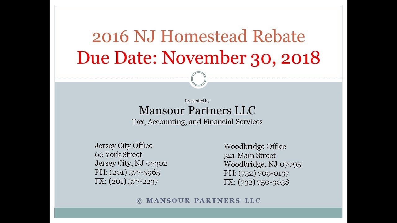 Nj State Homestead Rebate Status