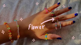 Making a beaded flower ring ️