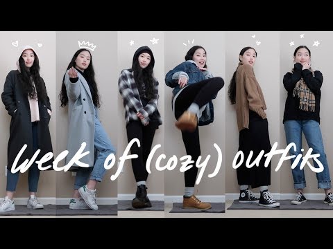 a week of cozy outfits in college 🌧☕️
