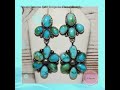 Navajo Sonoran Gold Turquoise Cluster Dangle Statement Earrings Sterling Silver