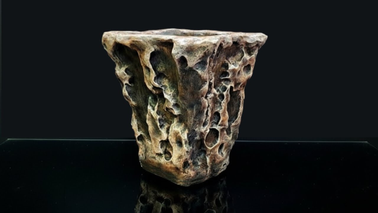 ПРОСТОЙ цементный горшок с коралловой текстурой из старой ткани (лайфхак для начинающих!)