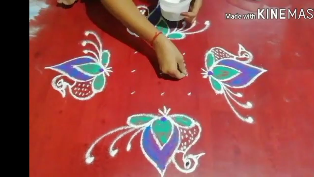 Duck rangoli 7x1 simple rangoli - YouTube