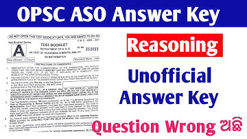 OPSC ASO Reasoning Answer Key // With Solution // Details Solution// ASO Answer Key // Reasoning