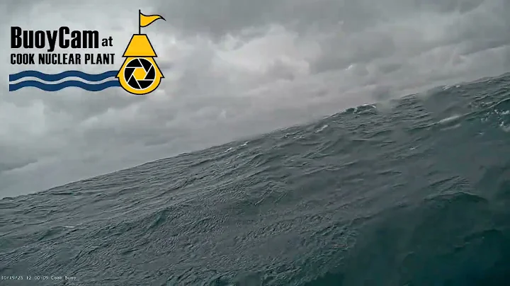 Large waves on Lake Michigan shown on buoy camera