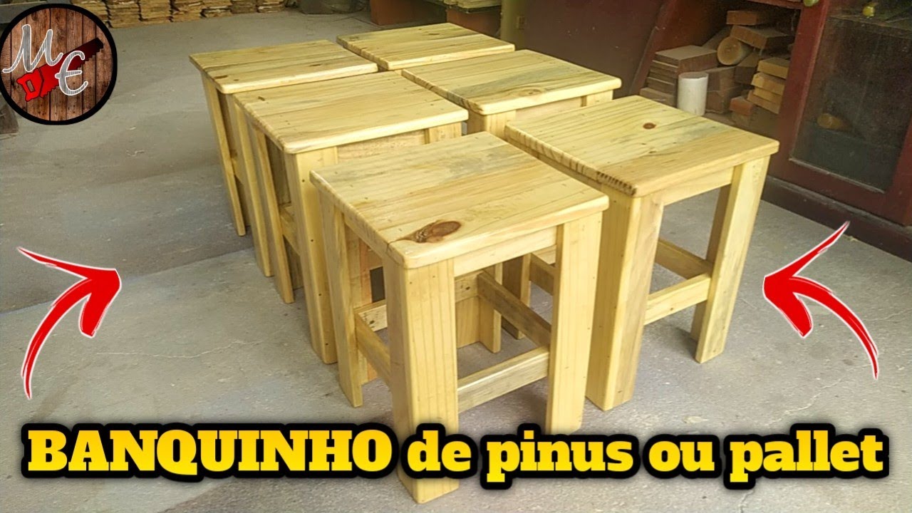 SUPER IDÉIA BANQUINHO DE PINUS OU PALLET MUITO FÁCIL DE FAZER