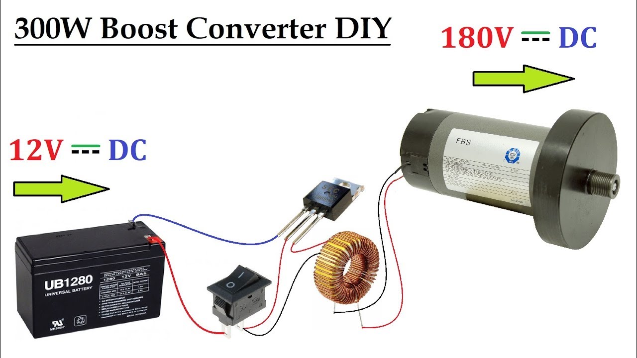 12V ( UPS Battery ) to 180V DC Converter for DC Motor upto 300W - DC to DC Voltage Boost Circuit