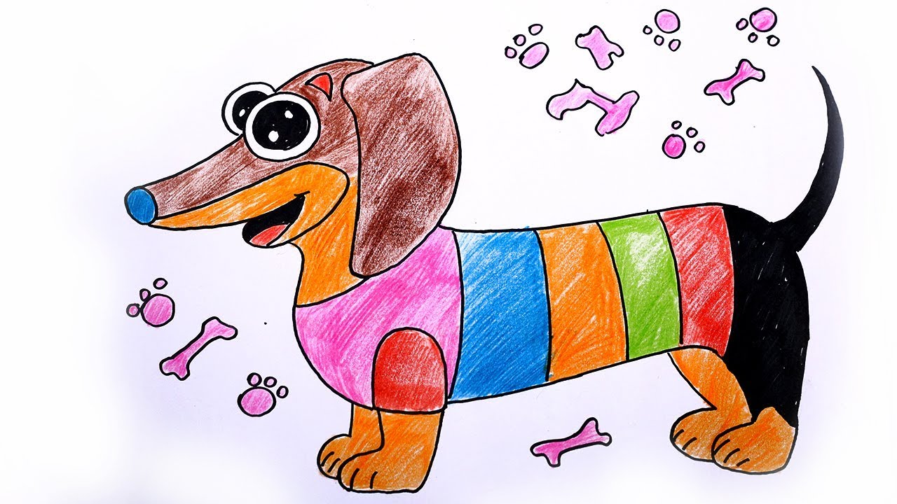 How To Draw A Dog Dog Coloring Pages How To Draw A Dachshund Dog Drawing Youtube
