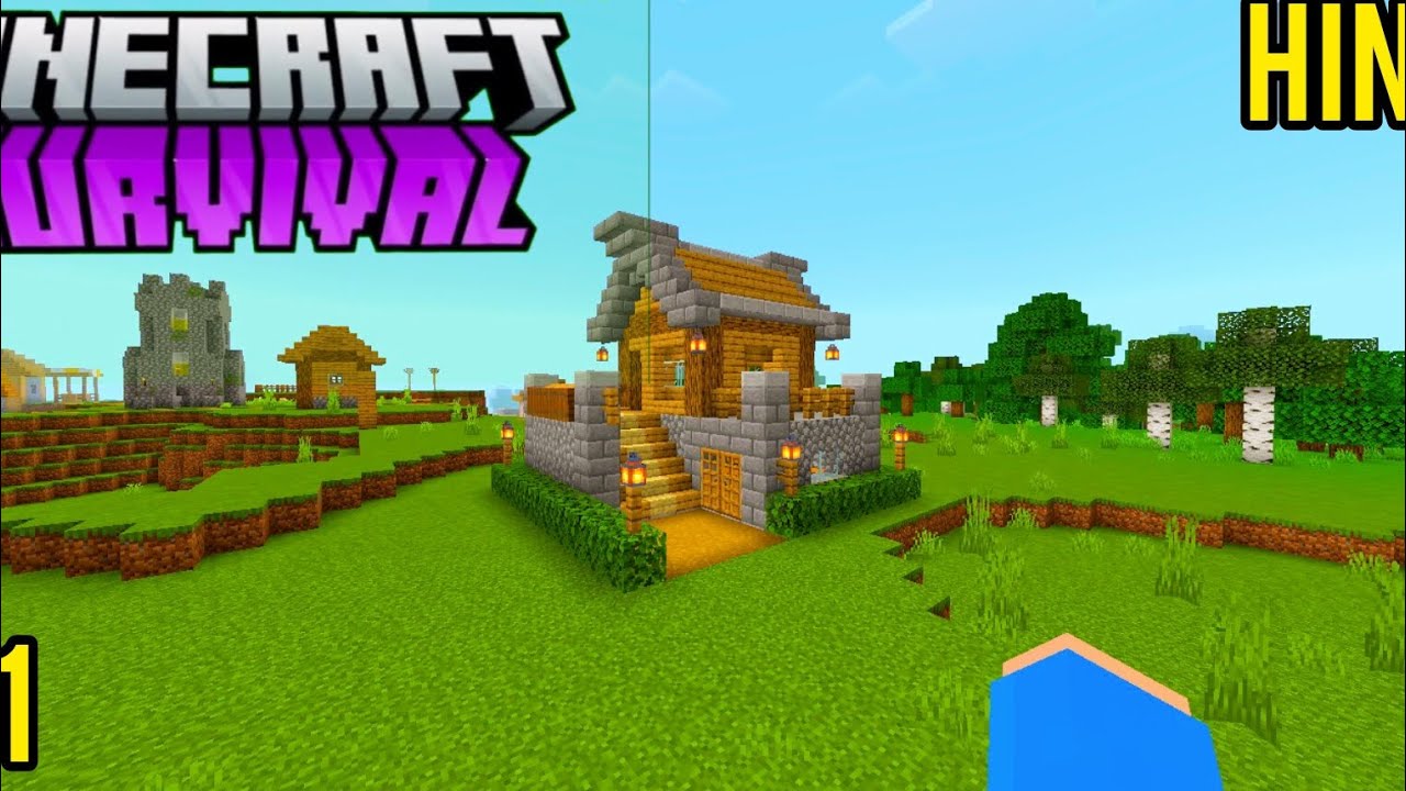 Minecraft PE Survival Series Ep 1 in Hindi 1.21 | Made op Survival Base ...