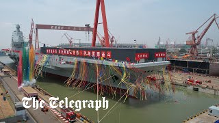 video: China launches home-made aircraft carrier with Taiwan-provoking name