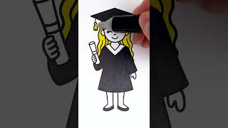 💕 Barbie Graduation Girl 🎓 DIY Easy Glitter Art✨ #glitter #cute #girl #coloring #shorts #kids