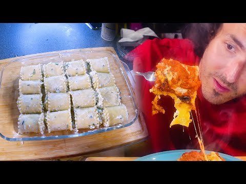 Cheesy Baked Lasagna Rolls with Roasted Garlic