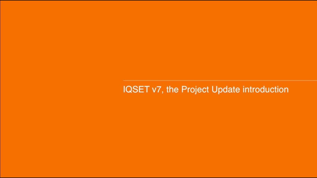 How to use the Project Update tool in IQSET v7